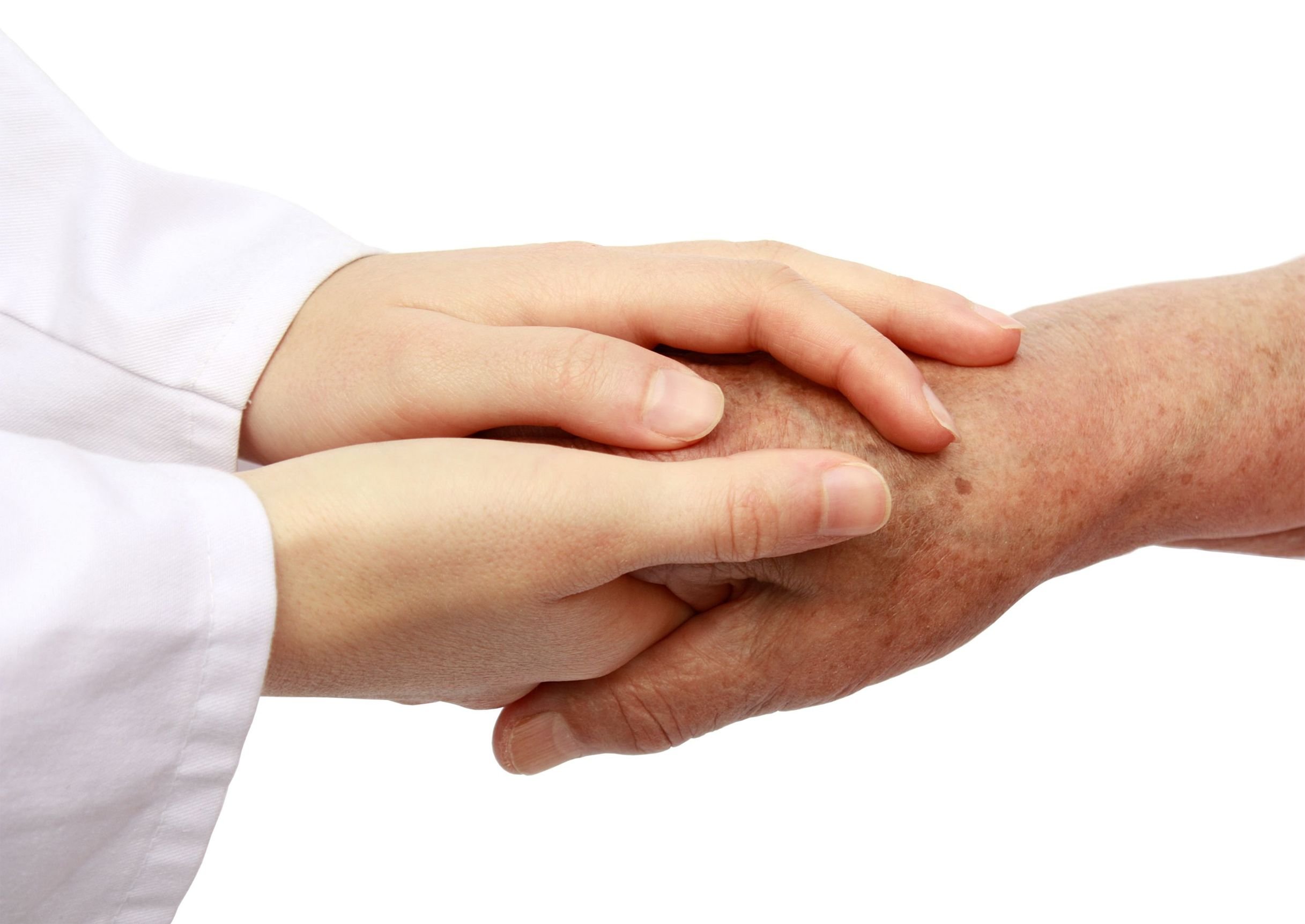 Medical staff holding a hand