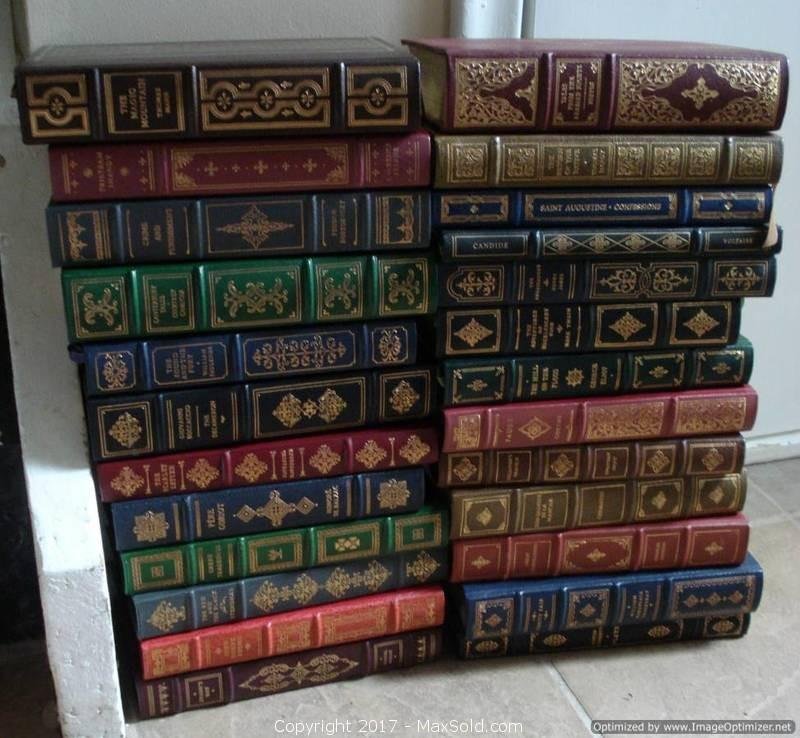 25 Franklin Library books in cloth covers with leather spines
